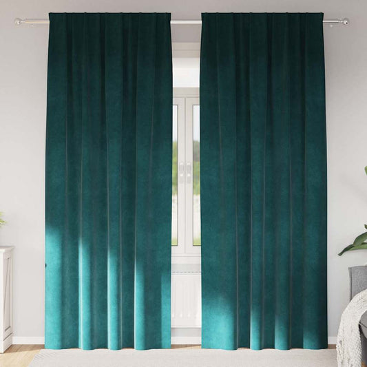 Perdele opace 2 pcs Verde închis 140 x 245 cm Catifea