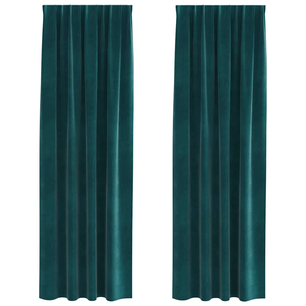 Perdele opace 2 pcs Verde închis 140 x 245 cm Catifea