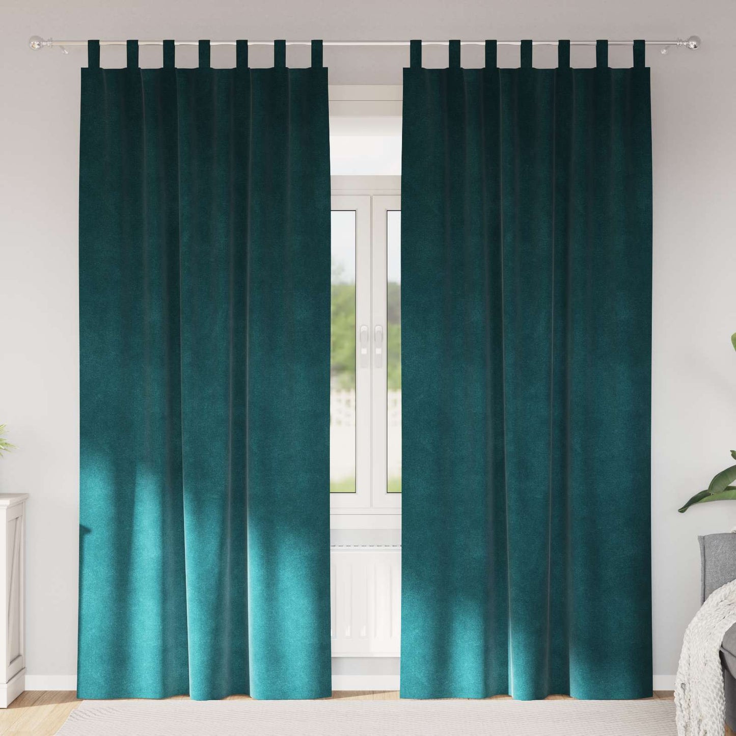 Perdele opace 2 pcs Verde închis 140 x 245 cm Catifea
