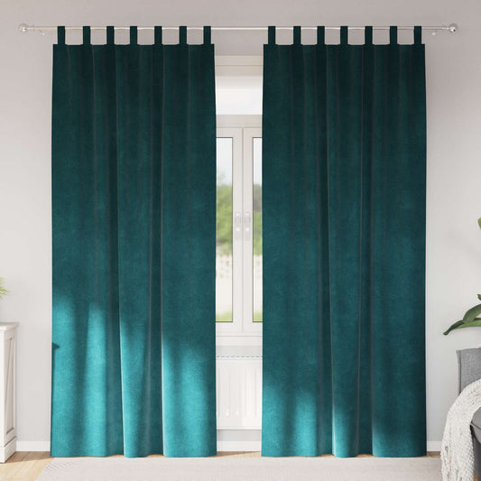 Perdele opace 2 pcs Verde închis 140 x 245 cm Catifea