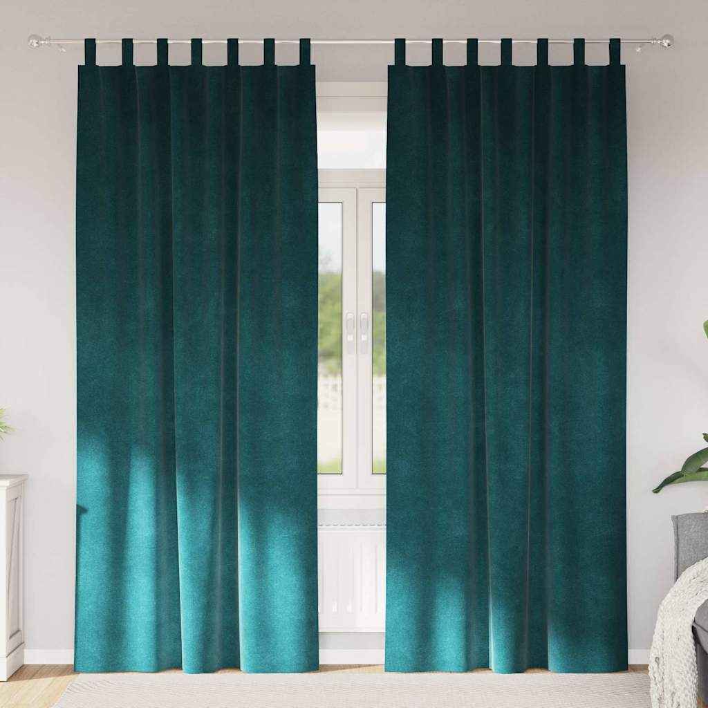Perdele opace 2 pcs Verde închis 140 x 260 cm Catifea