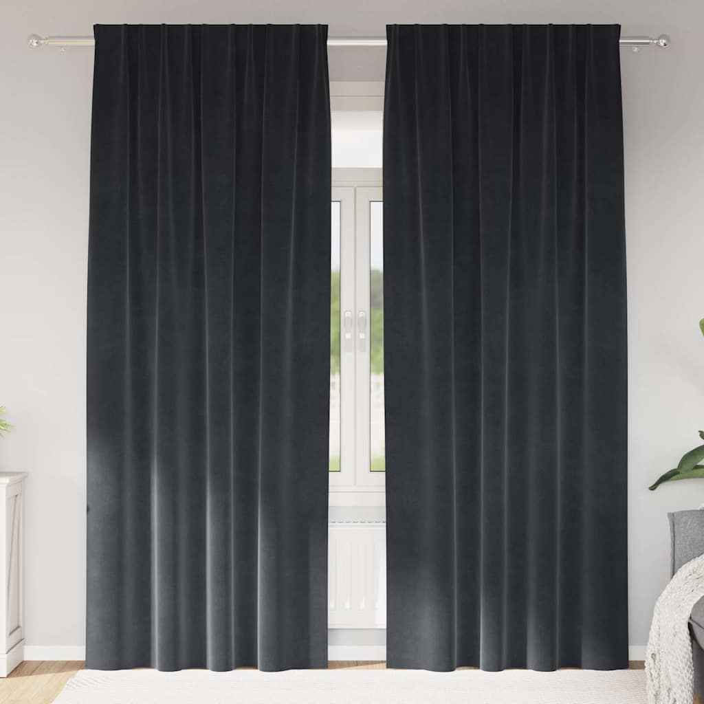 Perdele opace 2 pcs Gri închis 140 x 245 cm Catifea