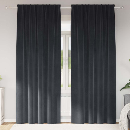 Perdele opace 2 pcs Gri închis 140 x 260 cm Catifea