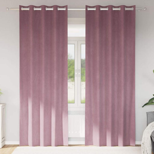 Perdele opace 2 pcs Roz închis 140 x 245 cm Catifea