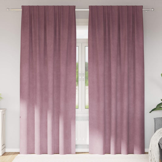 Perdele opace 2 pcs Roz închis 140 x 260 cm Catifea