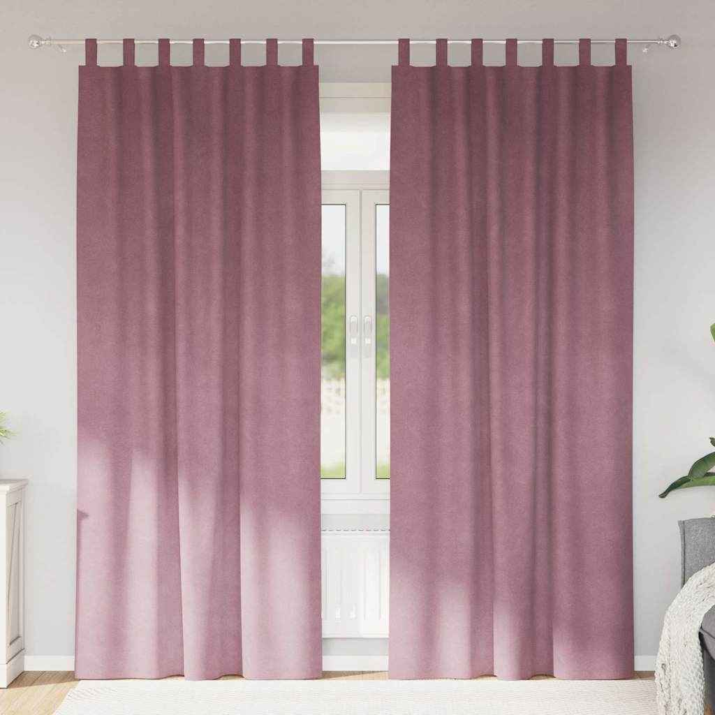 Perdele opace 2 pcs Roz închis 140 x 245 cm Catifea