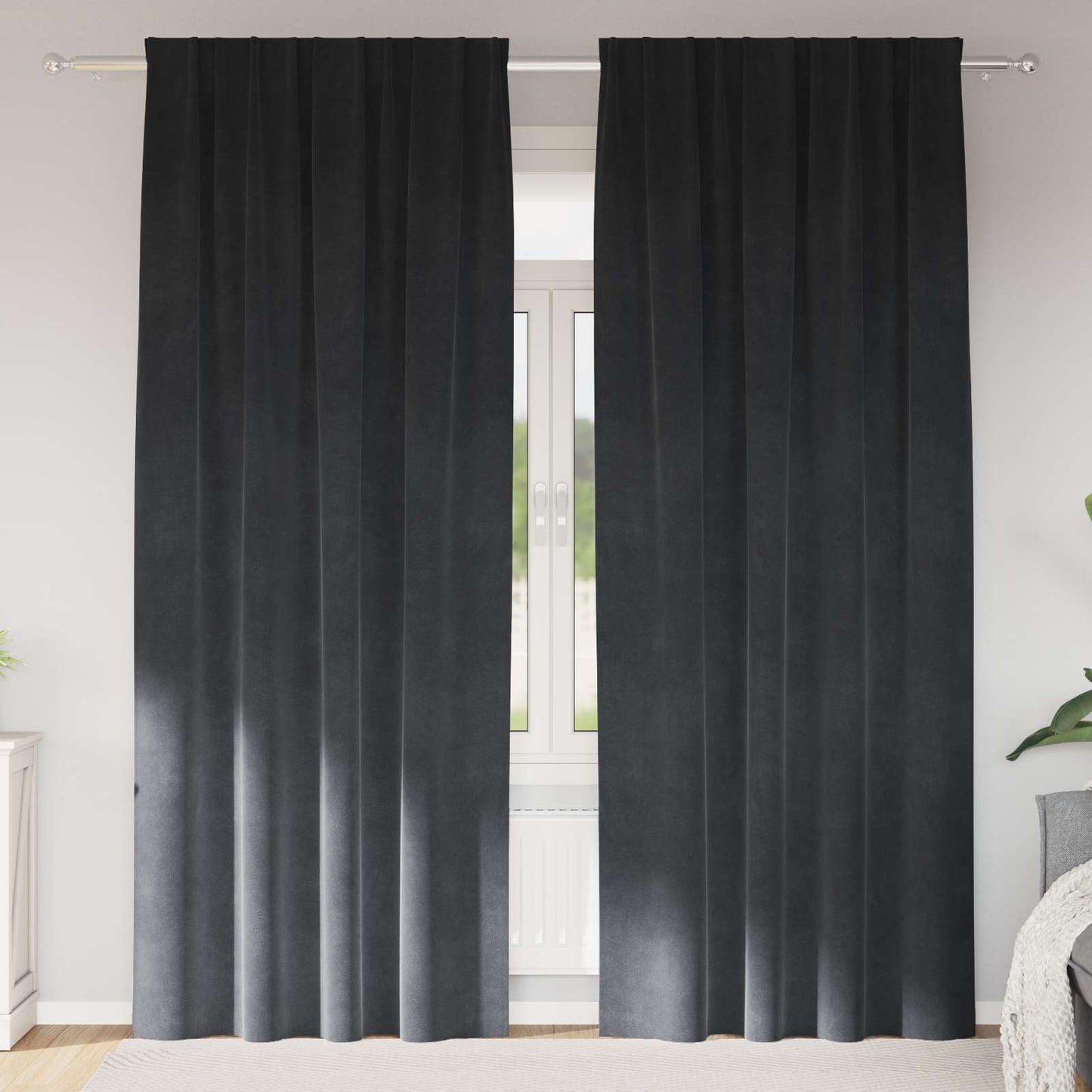 Perdele opace 2 pcs Gri deschis 140 x 225 cm Catifea
