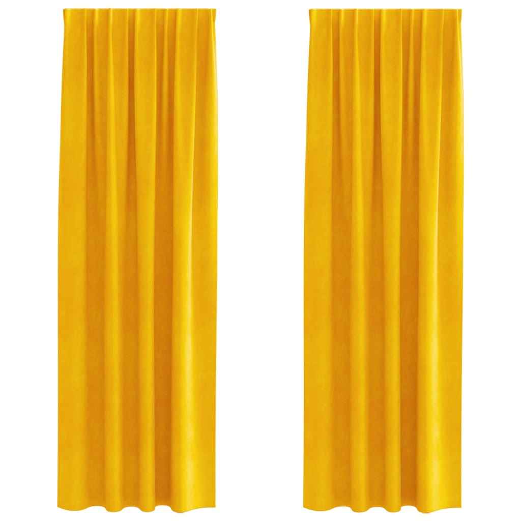 Perdele opace 2 pcs Galben muștar 140 x 245 cm Catifea