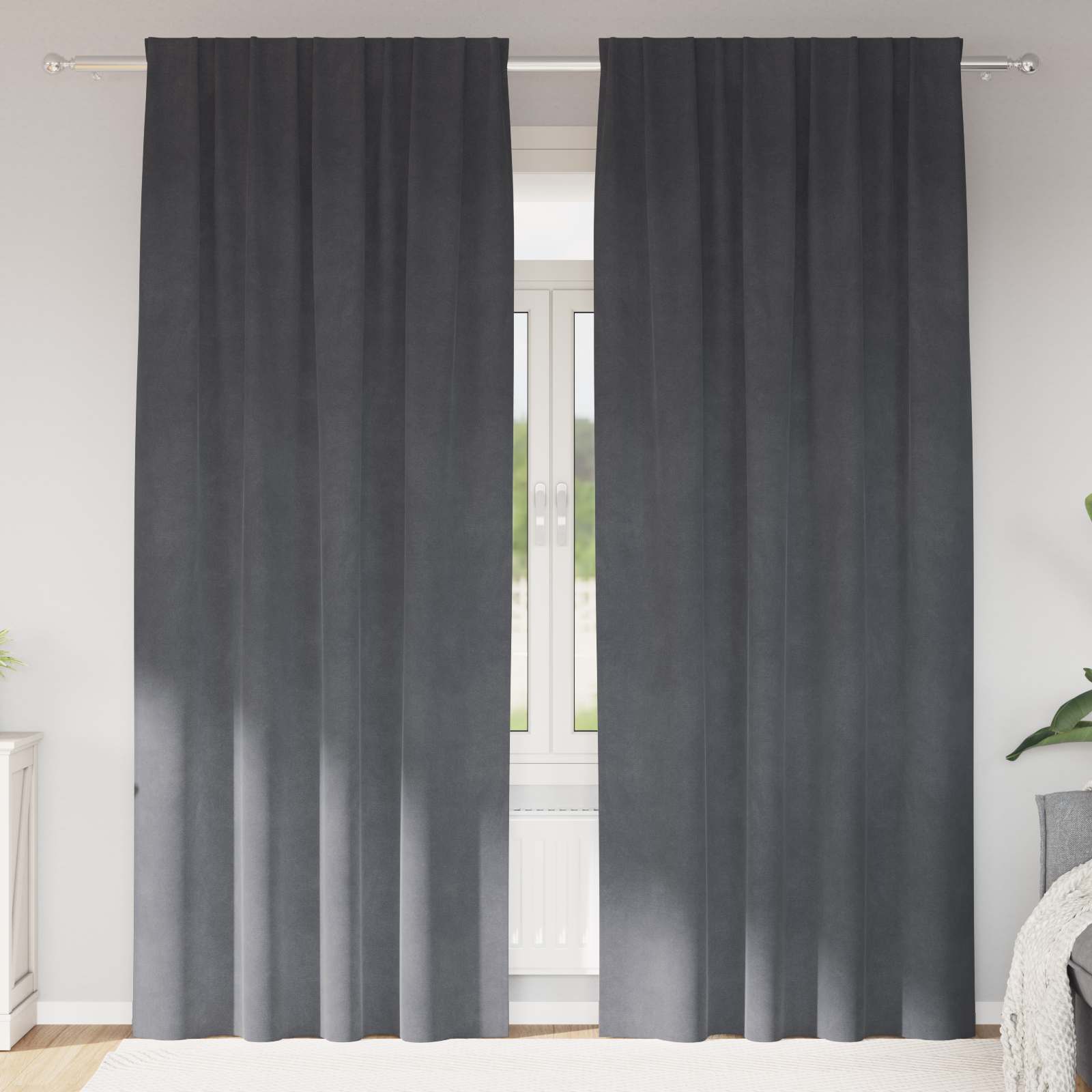 Perdele opace 2 pcs Gri deschis 140 x 225 cm Catifea