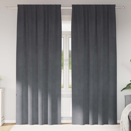 Perdele opace 2 pcs Gri deschis 140 x 245 cm Catifea