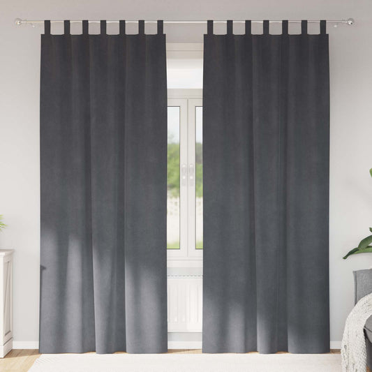 Perdele opace 2 pcs Gri deschis 140 x 225 cm Catifea
