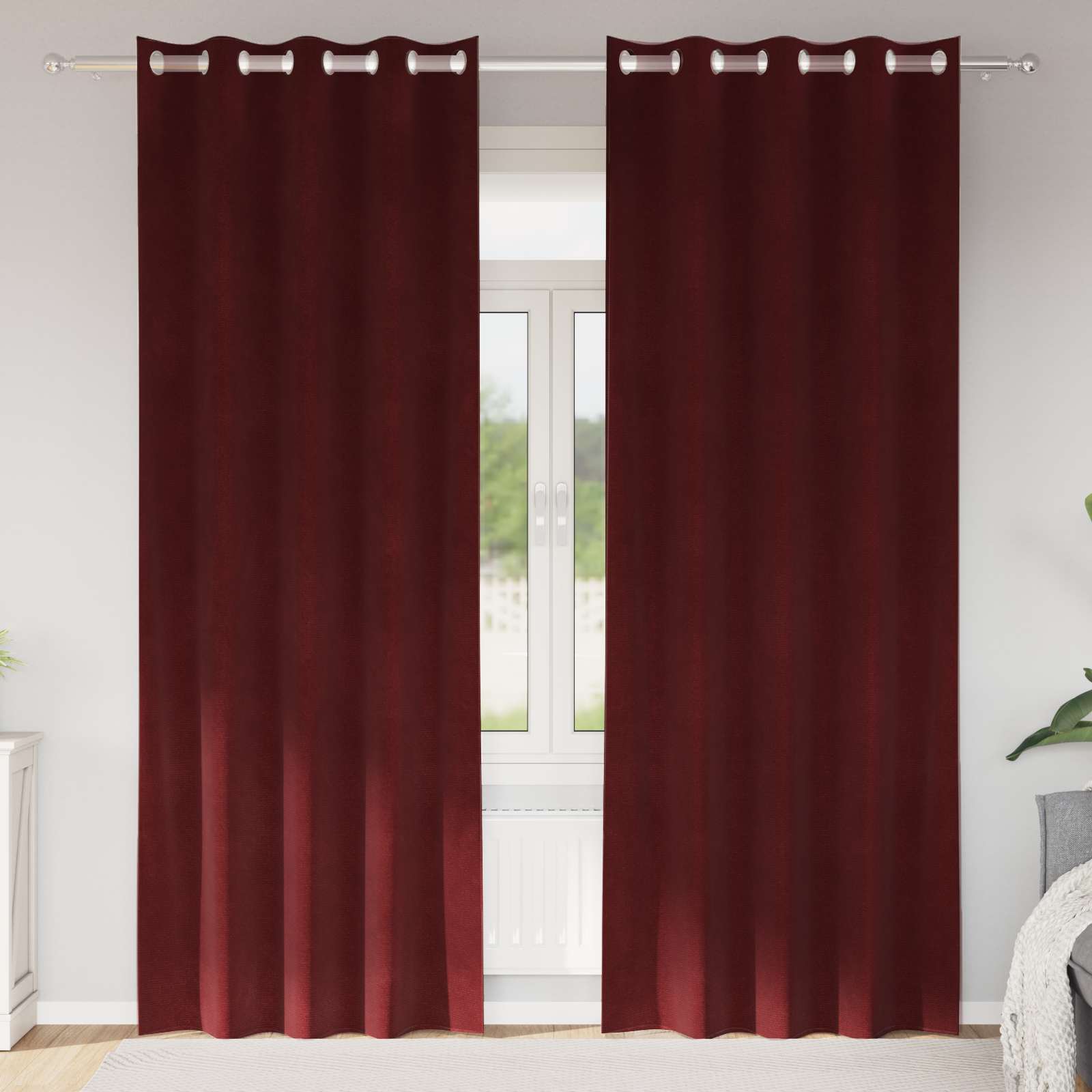 Perdele opace 2 pcs Roșu Vin 140 x 245 cm Catifea