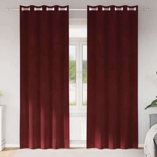 Perdele opace 2 pcs Roșu Vin 140 x 245 cm Catifea