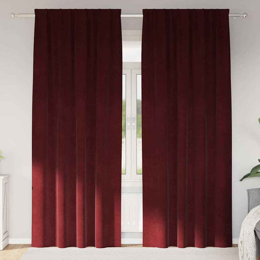 Perdele opace 2 pcs Roșu Vin 140 x 225 cm Catifea