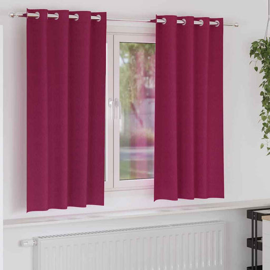 Perdele Opaque cu Inel 2 pcs Roșu Vin 175 x 140 cm Poliester