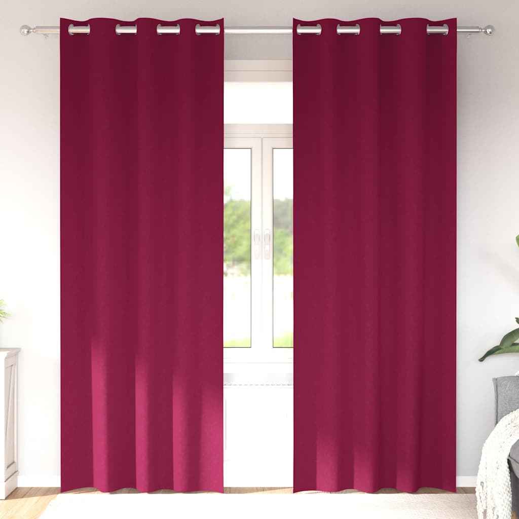 Perdele Opaque cu Inel 2 pcs Roșu Vin 260 x 140 cm Poliester