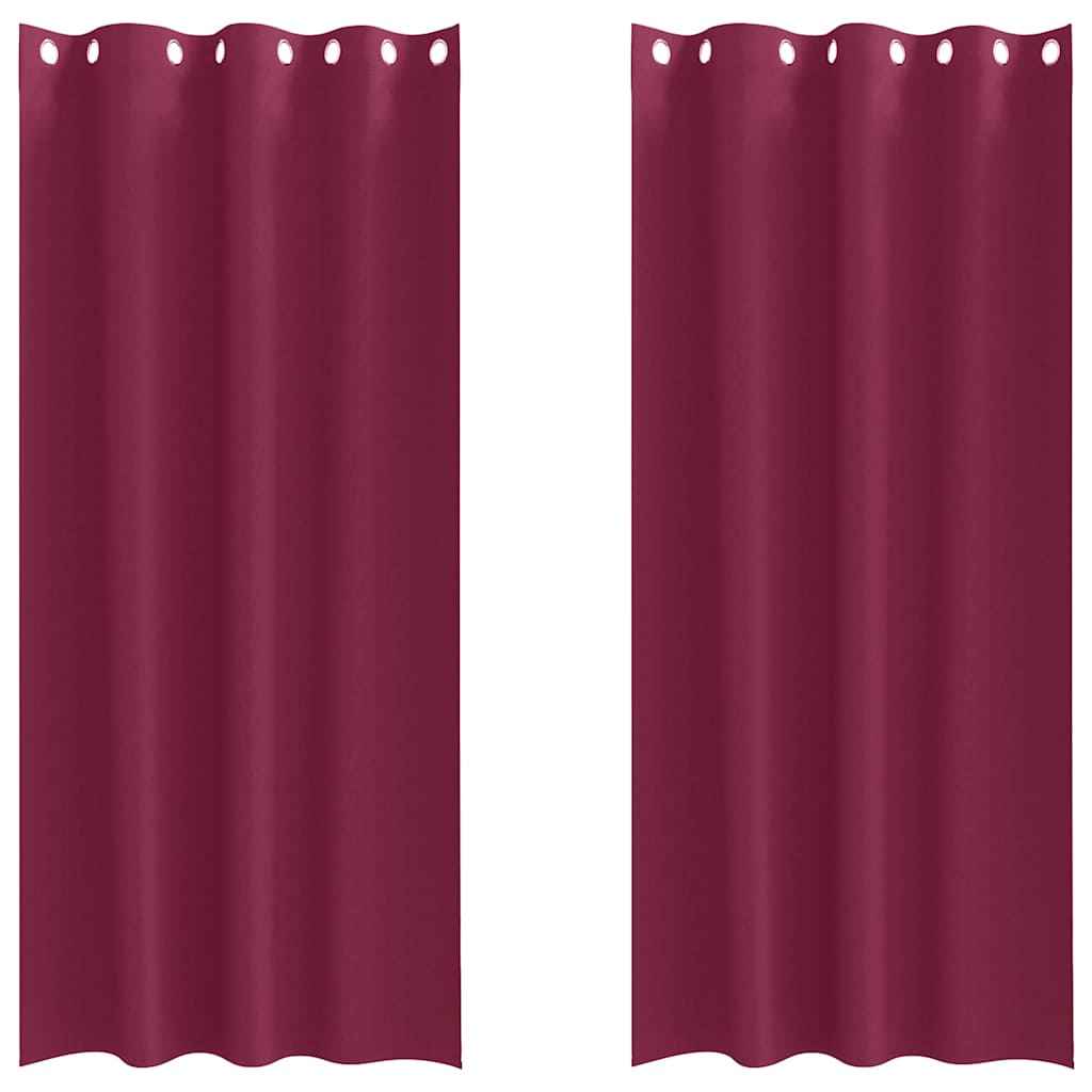 Perdele Opaque cu Inel 2 pcs Roșu Vin 260 x 140 cm Poliester
