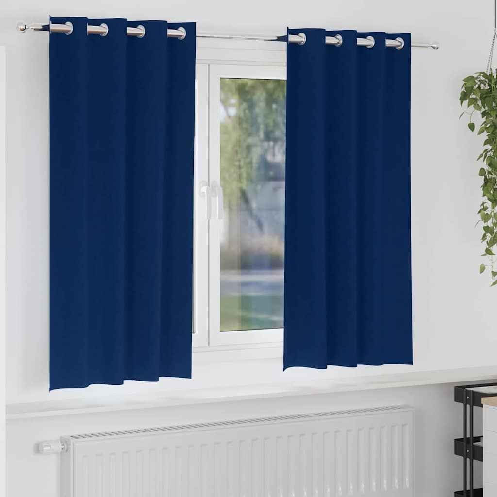 Perdele Opaque cu Inel 2 pcs Albastru închis 175 x 140 cm