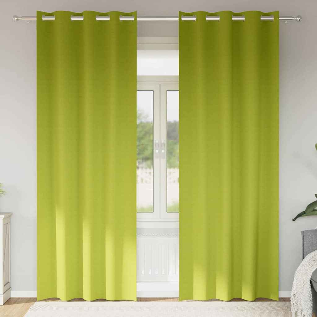 Perdele Opaque cu Inel 2 pcs Verde 225 x 140 cm Poliester