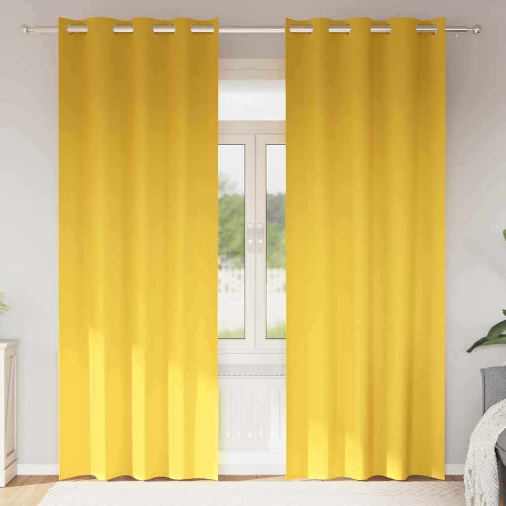 Perdele Opaque cu Inel 2 pcs Galben muștar 225 x 140 cm