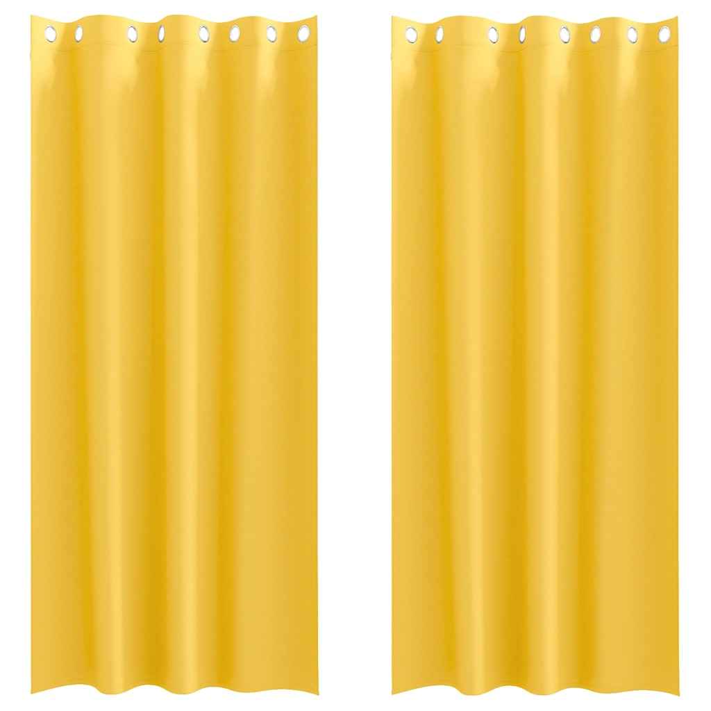 Perdele Opaque cu Inel 2 pcs Galben muștar 225 x 140 cm