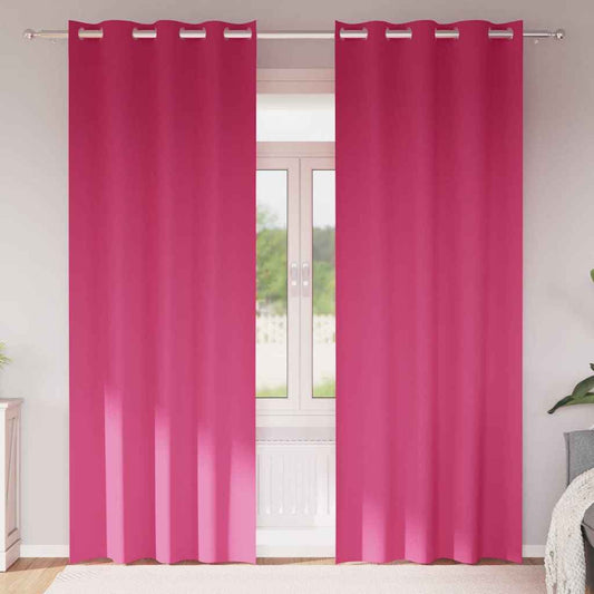 Perdele Opaque cu Inel 2 pcs Roz Aprins 225 x 140 cm Poliester