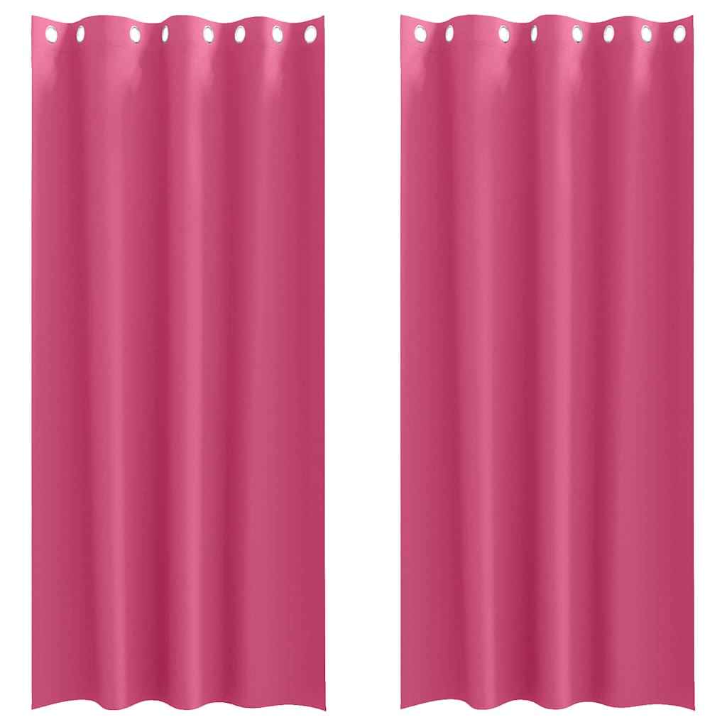 Perdele Opaque cu Inel 2 pcs Roz Aprins 225 x 140 cm Poliester