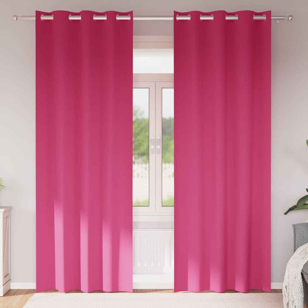 Perdele Opaque cu Inel 2 pcs Roz Aprins 260 x 140 cm Poliester