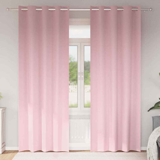 Perdele Opaque cu Inel 2 pcs Roz bebe 260 x 140 cm Poliester