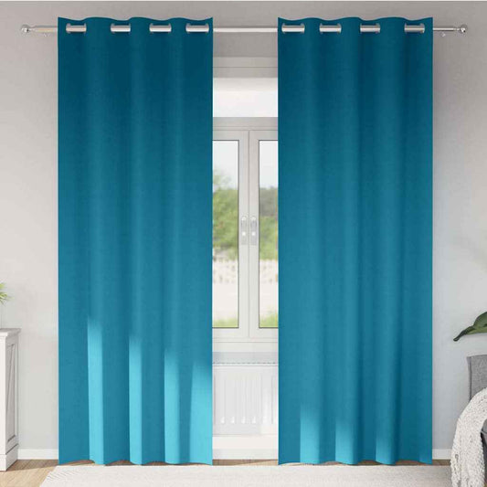Perdele Opaque cu Inel 2 pcs Turcoaz 225 x 140 cm Poliester