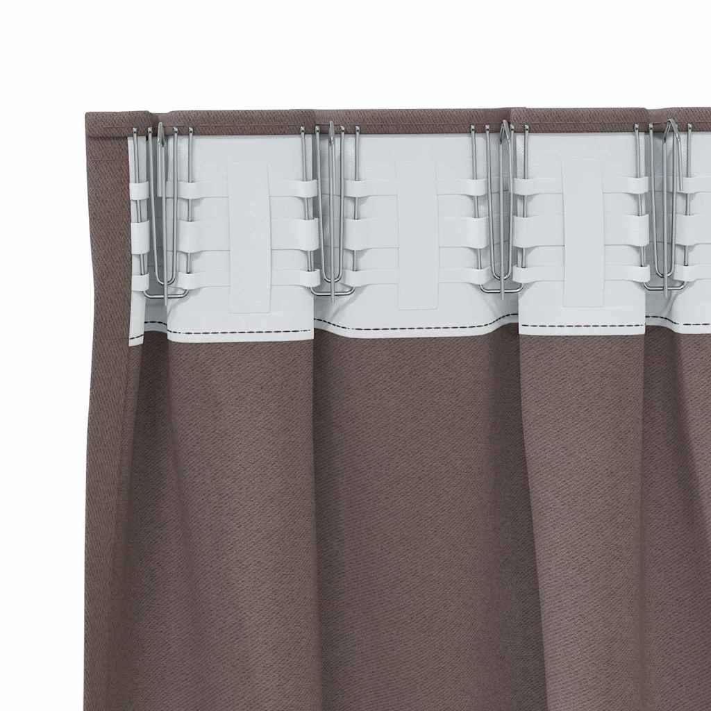 Perdele Opaque cu Inel 2 pcs Maro închis 260 x 140 cm Poliester