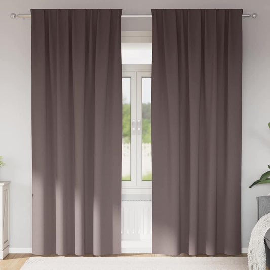 Perdele Opaque cu Inel 2 pcs Maro închis 260 x 140 cm Poliester