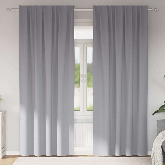 Perdele Opaque cu Inel 2 pcs Gri deschis 245 x 140 cm Poliester