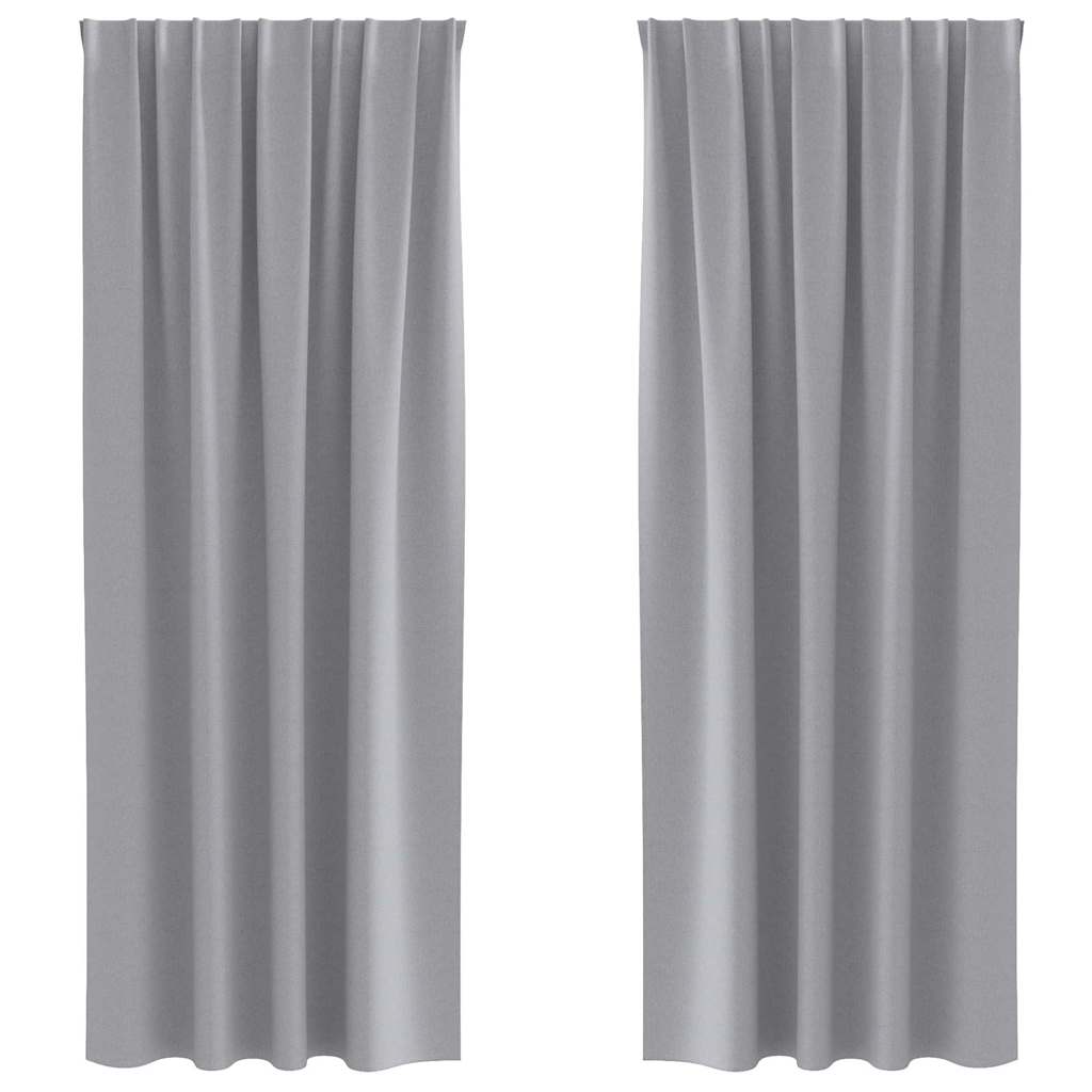 Perdele Opaque cu Inel 2 pcs Gri deschis 245 x 140 cm Poliester
