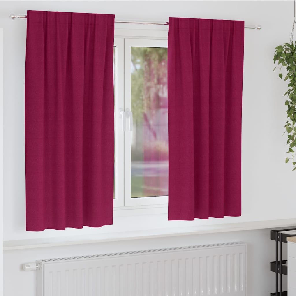 Perdele Opaque cu Inel 2 pcs Roșu Vin 175 x 140 cm Poliester