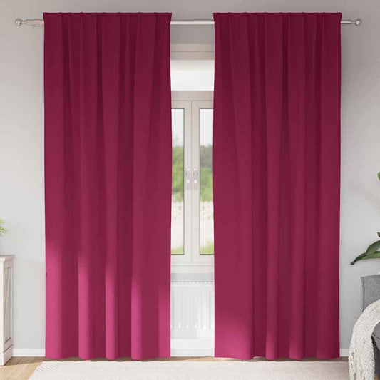 Perdele Opaque cu Inel 2 pcs Roșu Vin 225 x 140 cm Poliester