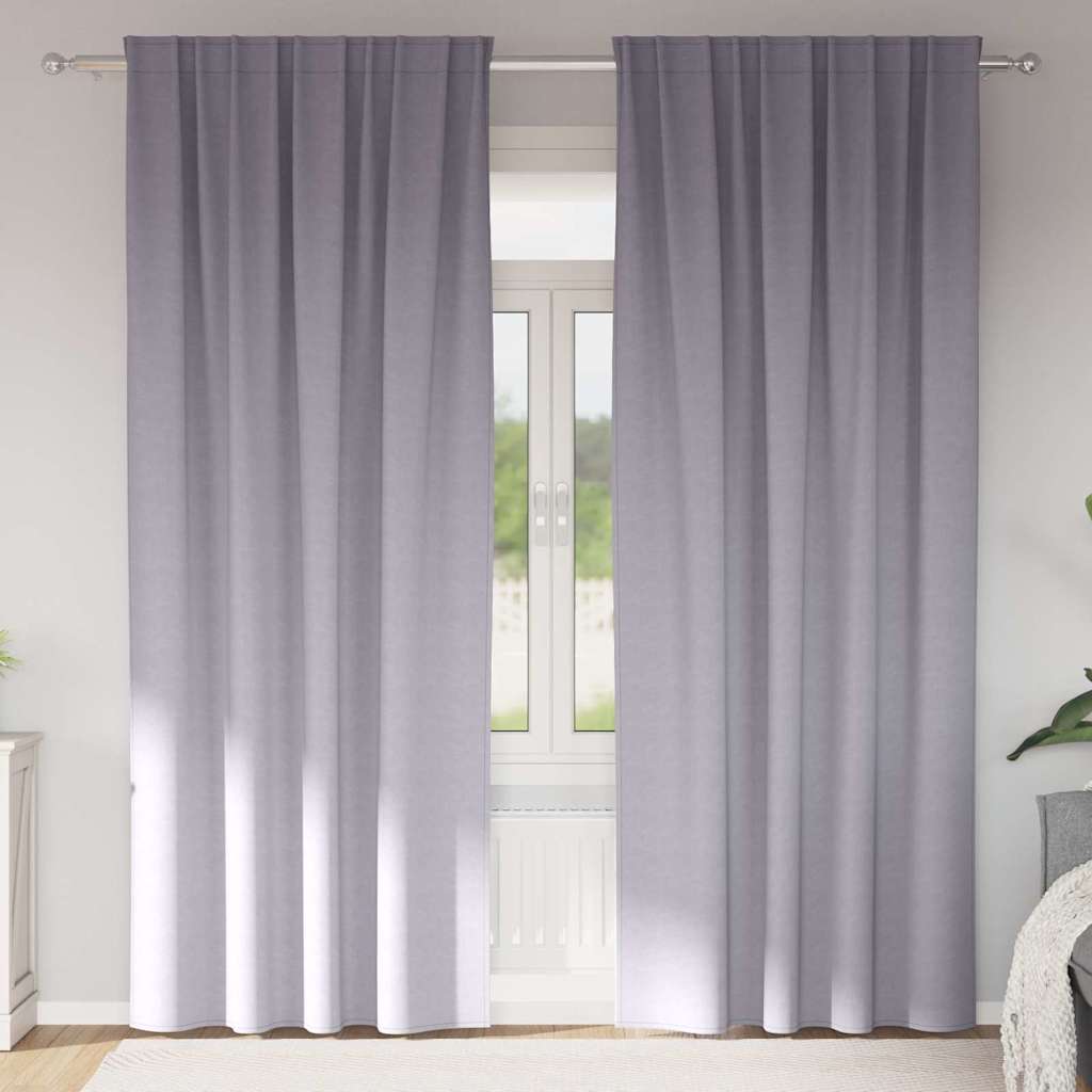 Perdele Opaque cu Inel 2 pcs Gri Metalic 225 x 140 cm Poliester