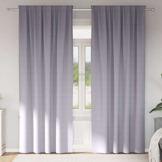 Perdele Opaque cu Inel 2 pcs Gri Metalic 225 x 140 cm Poliester