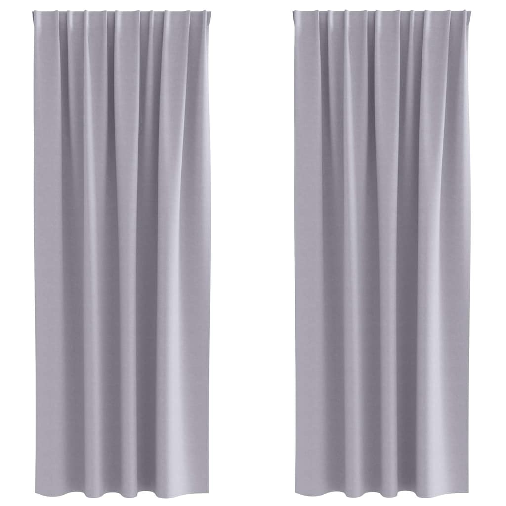 Perdele Opaque cu Inel 2 pcs Gri Metalic 225 x 140 cm Poliester