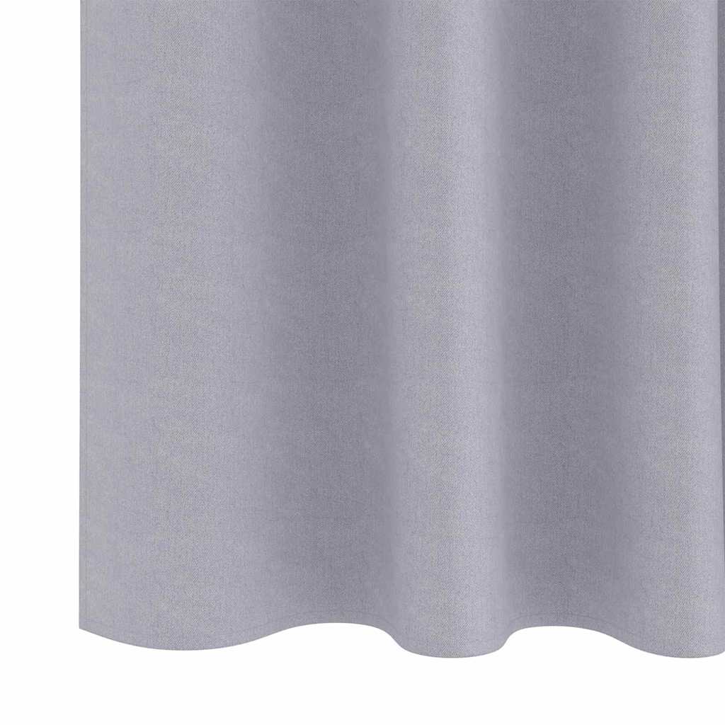 Perdele Opaque cu Inel 2 pcs Gri Metalic 260 x 140 cm Poliester