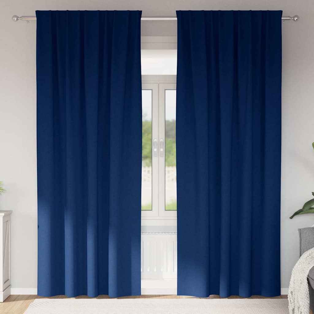 Perdele Opaque cu Inel 2 pcs Albastru închis 225 x 140 cm