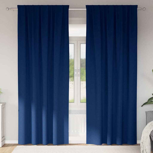 Perdele Opaque cu Inel 2 pcs Albastru închis 225 x 140 cm