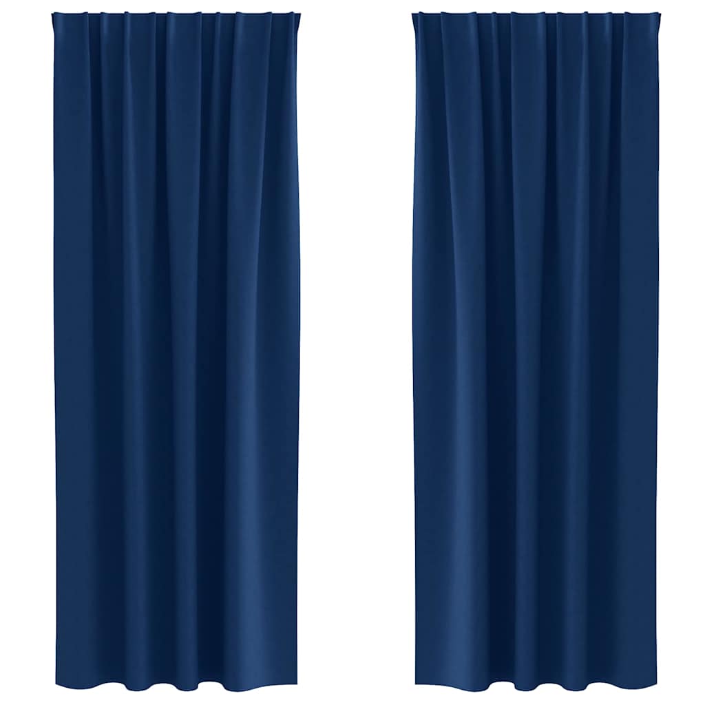 Perdele Opaque cu Inel 2 pcs Albastru închis 225 x 140 cm