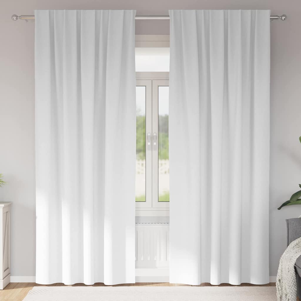 Perdele Opaque cu Inel 2 pcs Alb pur 225 x 140 cm Poliester