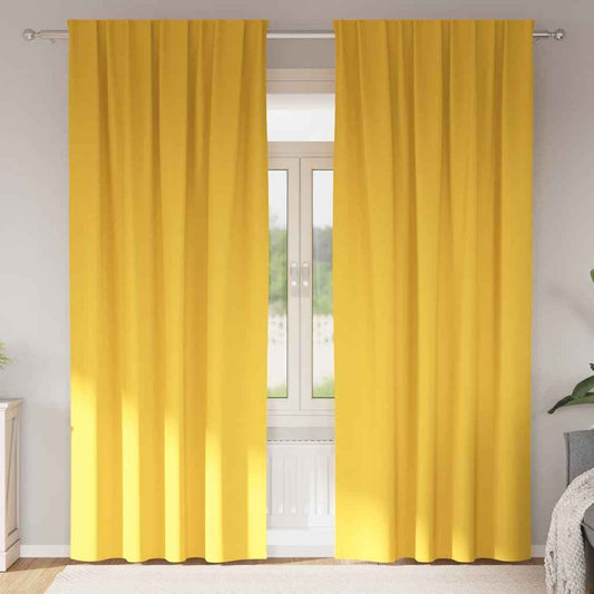 Perdele Opaque cu Inel 2 pcs Galben muștar 225 x 140 cm