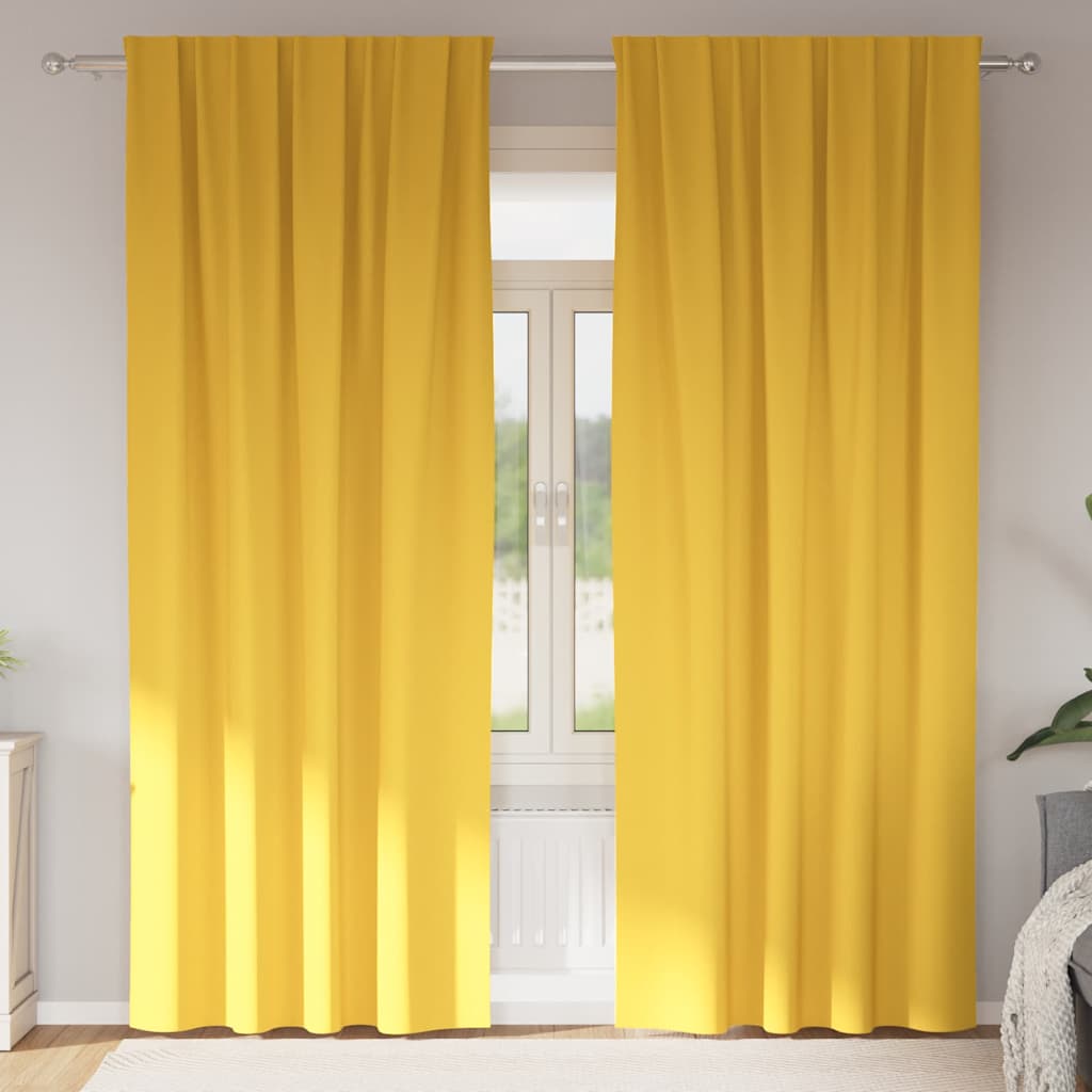 Perdele Opaque cu Inel 2 pcs Galben muștar 260 x 140 cm
