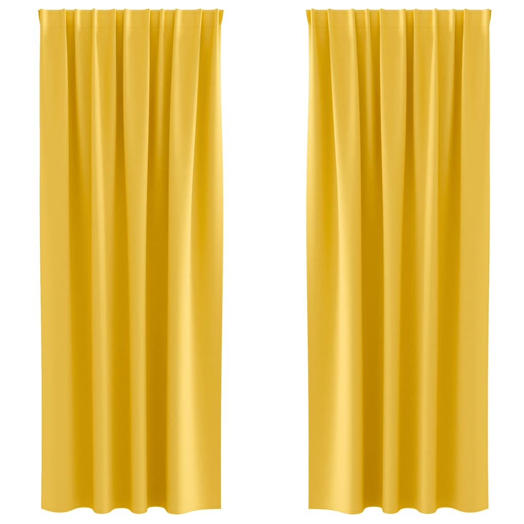 Perdele Opaque cu Inel 2 pcs Galben muștar 260 x 140 cm