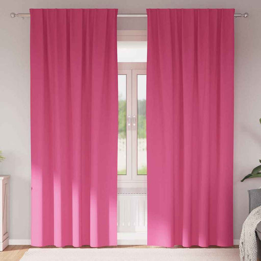 Perdele Opaque cu Inel 2 pcs Roz Aprins 245 x 140 cm Poliester