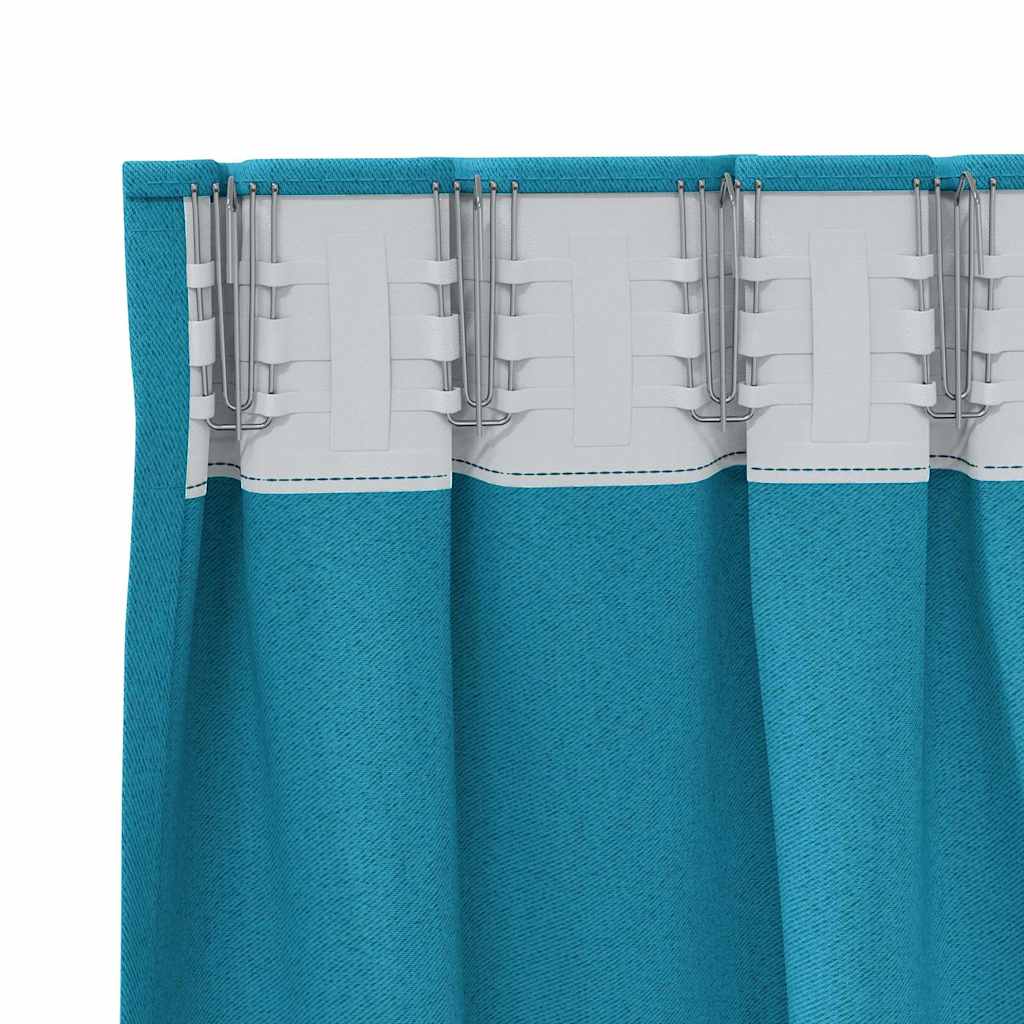 Perdele Opaque cu Inel 2 pcs Turcoaz 225 x 140 cm Poliester