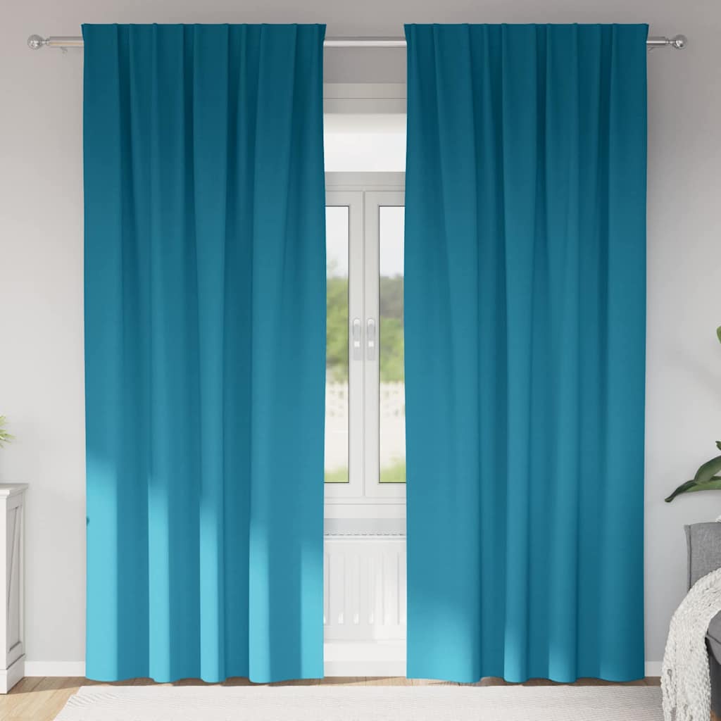 Perdele Opaque cu Inel 2 pcs Turcoaz 225 x 140 cm Poliester